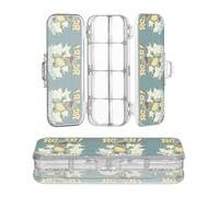 JUNZAN Cartone animato Dino Clear Pencil Box Double Deck Penscase per Craft Art con coperchio a scatto grigio scuro