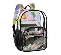JUNZAN Colorful Seamless Flower Clear Zaino Per Le Ragazze Donne Trasparente Bookbag 15.6 "Vedere Attraverso Zaini per la Scuola
