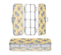 JUNZAN Contenitore di plastica tropicale giallo della radura matita 2 contenitori del pastello di strato per la cancelleria con il coperchio