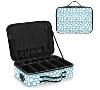 junzan Cute Cats Blue Large Makeup Organizer Bag Travel Makeup Train Case Flat Make Up Artist Case con divisori e tracolla regolabile, Gatti Carini Blu, 14.6 x 10.6 x 4.7 inches, Colorato