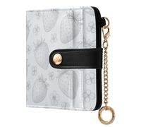 JUNZAN Eleganti fragole floreali piccoli portafogli per le donne sottile donna portachiavi portafoglio bifold porta carte con cerniera tasca portamonete blocco RFID