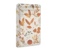 JUNZAN Foglie autunnali e zucche porta carte sottile per uomo donna minimalista tasca frontale portafogli piccola custodia per carte blocco RFID