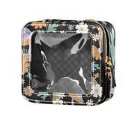 junzan Funghi Fiori Trasparente Borsa Borsa per Cosmetici in Pelle Borsa per Cosmetici Organizzatore Volare, Nero, 5,1 x 2,2 x 4,7 pollici, Colorato, Nero, 5.1 x 2.2 x 4.7 inches, variopinto