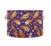 JUNZAN Grande cestino per coperte con palline di fuoco per bambini, giocattoli per bambini, per cameretta dei bambini, soggiorno, camera da letto, cesto portabiancheria con manico, 50 l, viola