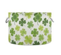 JUNZAN Grande cestino per coperte con trifoglio St. Patrick per bambini, cagnolino, giocattoli, per asilo nido, soggiorno, camera da letto, cesto portabiancheria con manico, 50 l