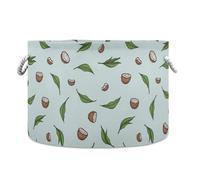 JUNZAN Grande cestino per coperte tropicali di cocco, per bambini, cani, giocattoli, per asilo nido, soggiorno, camera da letto, cesto portabiancheria con manico, 50 l, blu pallido