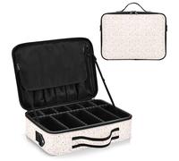 junzan Graziosa borsa organizer per trucchi con motivo kawaii, grande astuccio da viaggio per trucchi, custodia piatta per make up artist con divisori e tracolla regolabile, Simpatico motivo kawaii