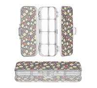 JUNZAN Graziose margherite in nero trasparente matite box 2 strati penne trasparenti scatole di caso per cancelleria con coperchio