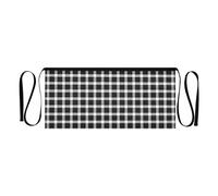 junzan Grembiule da cameriera con 3 tasche, a quadretti, a vita corta, 30,5 cm, grembiule da portata, impermeabile, Plaid Tartan Bianco Nero, 11.8" x 25"
