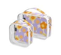 junzan I fiori del punto chiaro le borse da toeletta del quarto della borsa da viaggio di Tsa hanno approvato le borse di trucco trasparenti per il viaggio, Fiori a pois, Pack of 2