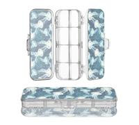 JUNZAN Jellyfishes - Astuccio in plastica trasparente a doppio strato, per la scuola, con coperchio a scatto, blu