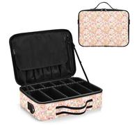 junzan Kawaii Animali Grande Makeup Organizer Bag Viaggio Trucco Treno Caso Piatto Make Up Artist Case con Divisori e Cinghia Regolabile, Animali Kawaii, 14.6 x 10.6 x 4.7 inches, Colorato