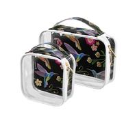 junzan Kingfishers and Flowers borse da toilette trasparenti da viaggio da un quarto approvato Tsa borse per il trucco trasparenti per viaggi, Martin pescatore e fiori, Pack of 2