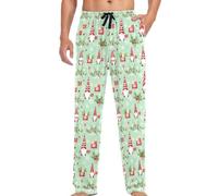 JUNZAN Pantaloni del pigiama di cotone degli gnomi di Natale per gli uomini verde chiaro pantaloni del pigiama dei pantaloni del salotto, Verde chiaro, XXL
