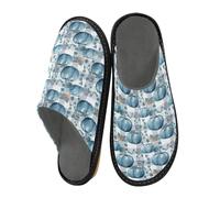 JUNZAN Pantofole in memory foam a quadri con zucca blu acquerello per donne uomini pantofole per camera da letto interna, Plaid Zucca Blu Acquerello, 8-8.5 Women/9-9.5 Men