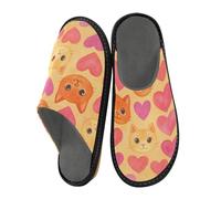 JUNZAN Pantofole in memory foam con faccine di gattino, per donne e uomini, pantofole per camera da letto e interni, Carino Gattino Faces, 4-5 Women/5-6 Men