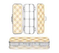 JUNZAN Penscases di plastica verde del miele di Gingham della radura di 2 strati della scatola di matita per i bambini con la chiusura a scatto