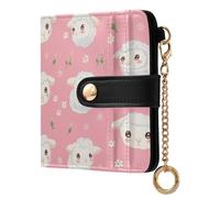 JUNZAN Piccoli portafogli da donna carini agnelli rosa sottile donna portachiavi portafoglio bifold porta carte con cerniera tasca portamonete blocco RFID