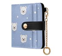 JUNZAN Piccoli portafogli da donna con orsetti carini blu sottile da donna portachiavi portafoglio bifold porta carte con cerniera tasca portamonete blocco RFID