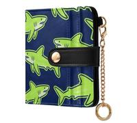 JUNZAN Piccoli portafogli da donna squalo blu navy sottile da donna portachiavi portafoglio bifold porta carte con cerniera tasca portamonete blocco RFID