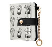 JUNZAN Popcorn Secchielli Piccoli Portafogli Donna Sottile Portachiavi Portafoglio per Donne Bifold Porta Carte con Cerniera Tasca Monete Blocco RFID Beige