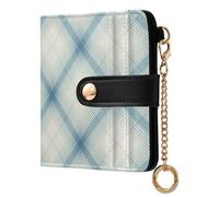 JUNZAN Portafogli da donna a quadretti piccoli portafogli da donna sottile portachiavi portafoglio per donne custodia bifold porta carte con cerniera tasca portamonete blocco RFID turchese