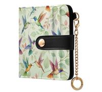 JUNZAN Portafogli piccoli con colibrì con ramo da donna sottile portachiavi portafoglio per donne Custodia a due ante con cerniera tasca portamonete blocco RFID beige