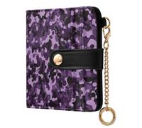 JUNZAN Portafogli viola mimetici piccoli da donna sottile portachiavi portafoglio per donne custodia a due ante con cerniera tasca portamonete blocco RFID