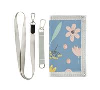 junzan Portafoglio per bambini con fiori e foglie blu per ragazze con tasca portamonete portafogli per bambini con adesivo magico età 5-7 6-8 9-12 anni regali di compleanno, Fiori Foglie Blu, 1 Size,