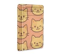 JUNZAN Portafoglio sottile porta carte per uomini donne cartoni animati gatti volti minimalisti tasca frontale portafogli piccola custodia per carte blocco RFID
