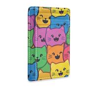 JUNZAN Portafoglio sottile porta carte per uomini donne facce di gatto felice minimalista tasca frontale portafogli piccola custodia per carte blocco RFID