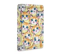 JUNZAN Portafoglio sottile porta carte per uomini donne gattini cartoni animati minimalista tasca frontale portafogli piccola custodia per carte di credito blocco RFID giallo pallido