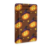 JUNZAN Portafoglio sottile porta carte per uomini donne Halloween strega zucche minimaliste tasca frontale portafogli piccola custodia per carte di credito blocco RFID marrone scuro