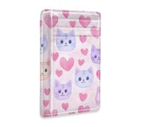 JUNZAN Portafoglio sottile porta carte per uomini donne rosa blu gatto facce minimalista tasca frontale portafogli piccola custodia per carte blocco RFID