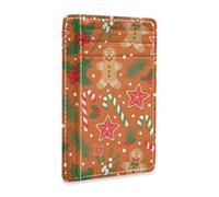 JUNZAN Portafoglio sottile porta carte per uomo donna arancione Natale pan di zenzero minimalista tasca frontale portafogli piccola custodia per carte blocco RFID