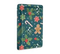 JUNZAN Portafoglio sottile porta carte per uomo donna Natale pan di zenzero minimalista tasca frontale portafogli piccola custodia per carte blocco RFID blu ciano