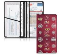 JUNZAN Portaoggetti per auto e assicurazione per il nuovo anno 2026, scatola per guanti rossa per documento di licenza