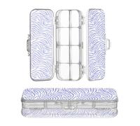 JUNZAN Scatola di plastica con stampa animalier per matite a due piani penne custodia rigida per bambini con chiusura a scatto e coperchio blu