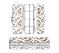 JUNZAN Scatola di plastica trasparente di stampa della mucca della scatola di matita di 2 strati delle penne dell'indicatore della cassa per i bambini con il coperchio a scatto