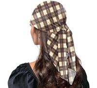 JUNZAN Sciarpa a quadri a quadretti per capelli da donna come raso sciarpa avvolgente per dormire grande quadrata 88,9 cm blu cielo, Plaid a quadretti d'ombra, 35x35 inches