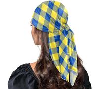 JUNZAN Sciarpa a quadri a quadri per capelli da donna come raso sciarpa avvolgente per dormire grande quadrata 88,9 cm grigio rosa, Blu e giallo., 35x35 inches