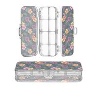 JUNZAN Tropical Palms Hibiscus - Astuccio rigido a doppio strato, per la scuola, con coperchio