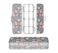 JUNZAN Tropical Palms Hibiscus - Astuccio trasparente a 2 strati, per penne, per lavori artistici artigianali, con coperchio a scatto