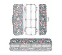 JUNZAN Tropical Palms Hibiscus - Contenitore trasparente per matite a doppio strato, per bambini, con coperchio a scatto