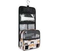 JUNZAN Trousse da viaggio da appendere per donne e uomini, con simpatici gatti e gattini, borsa cosmetica da viaggio con gancio organizer per trucchi per la famiglia