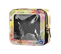 junzan Wildflower - Borsa da viaggio per trucchi, motivo acquerello, trasparente, per articoli da toeletta, organizer per il volo, acquerello con fiori selvatici, 13 x 5,6 x 11,9 cm, colorata,
