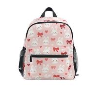 JUNZAN Zaino pasquale per bambini per ragazzi ragazze zaino prescolare piccolo borsa per libri per bambini rosa conigli papillon età 3-8 anni