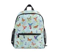 JUNZAN Zaino per bambini con colibrì e farfalle, per ragazzi e ragazze, zaino prescolare per bambini piccoli, età 3-8 anni