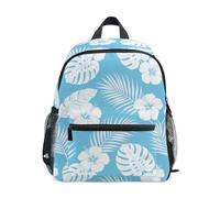 JUNZAN Zaino per bambini con fiori di ibisco per ragazzi e ragazze zaino prescolare piccolo per bambini borsa per libri blu 3-8 anni