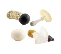 JunZheHub 4 Pezzi Miniature Statua Modello Funghi Collezionabili Giocattolo Educativo PVC Adatto per Prescolare Orto Narrazione Costruzione Paesaggio DIY Scene, Bianco